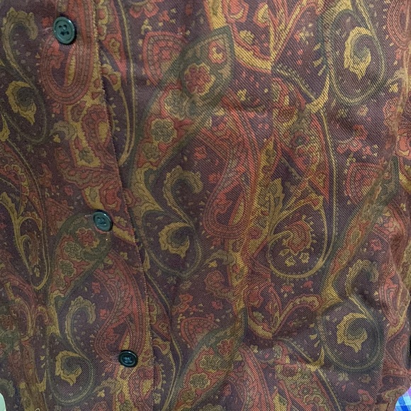 Lauren Ralph Lauren button down brown shirt paisley size petite P M - Picture 16 of 16